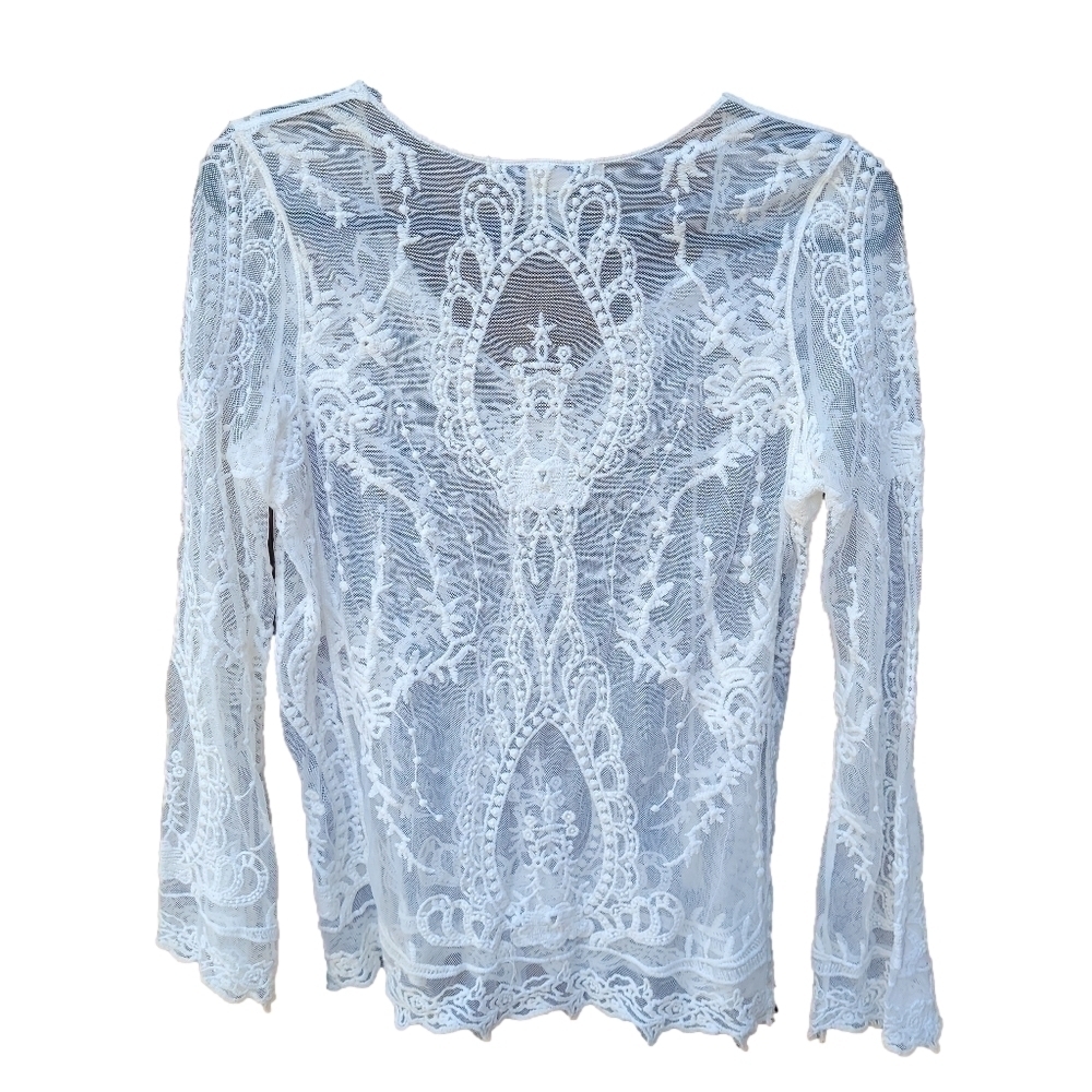 American Rag - lace crochet blouse - small - white - Bohemian - Picture 3 of 7